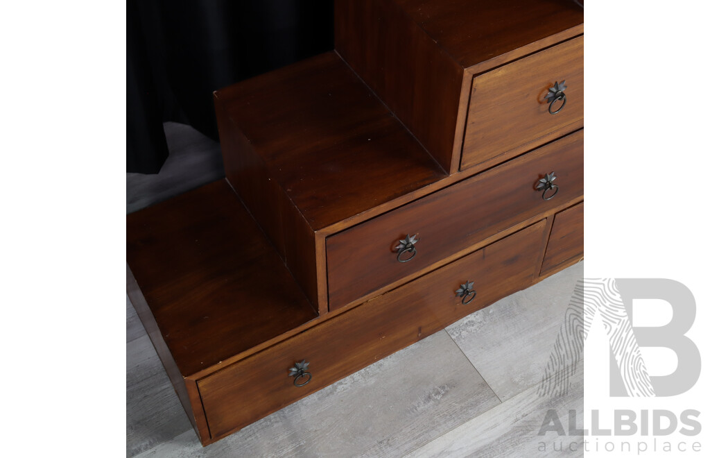 Hardwood Step Side Drawer Unit