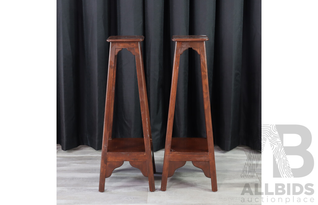 Pair of Oak Lamp Stand Side Tables