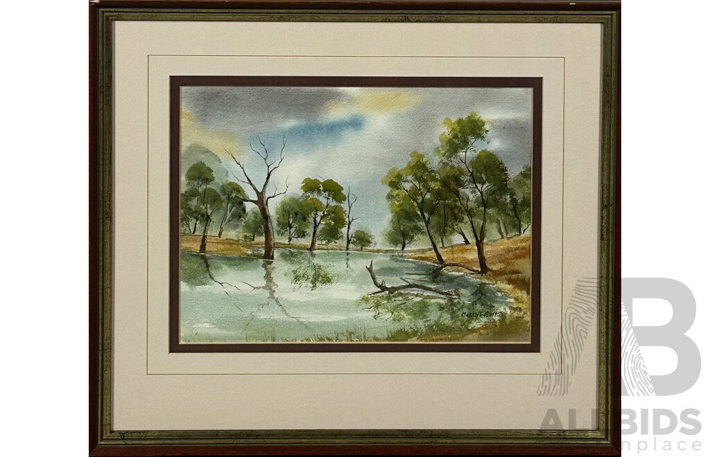 Molly Lewis, (Contemporary), Daybreak at the Dam, Watercolour, 44 x 51 cm (frame)