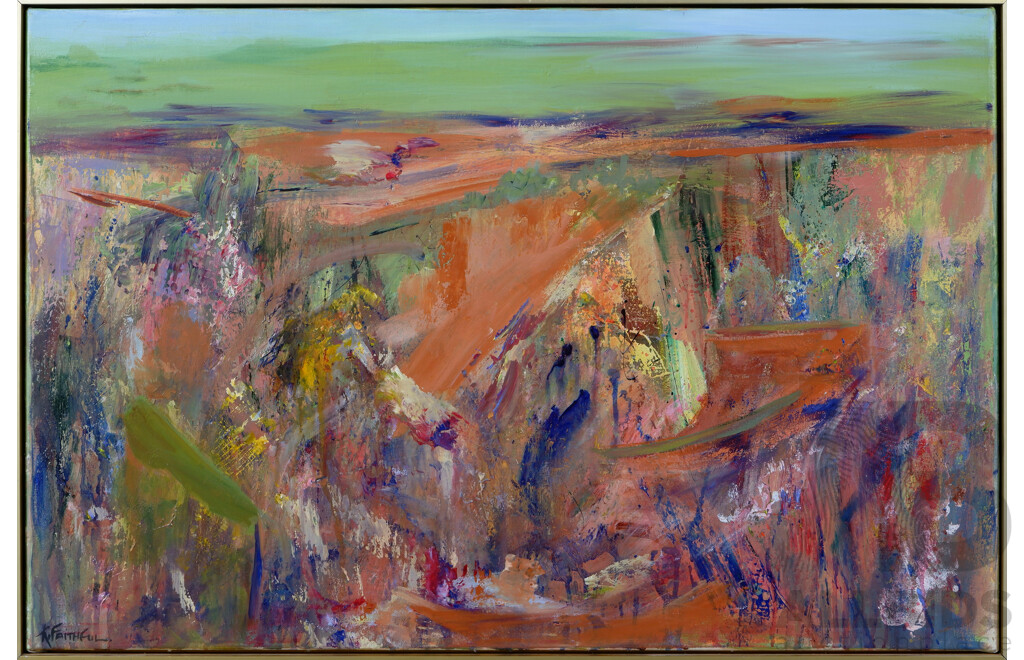 Kay Faithful, (20th Century, British-Australian, 1930-1999), Quarry, Acrylic on Canvas, 62.5 X 93 Cm