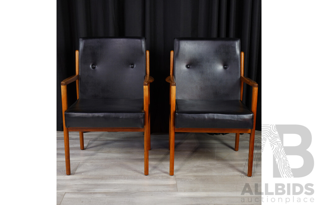 Pair of Blackwood Framed Upholstered Carvers by Moderntone, Distributed by Featherston Interiors