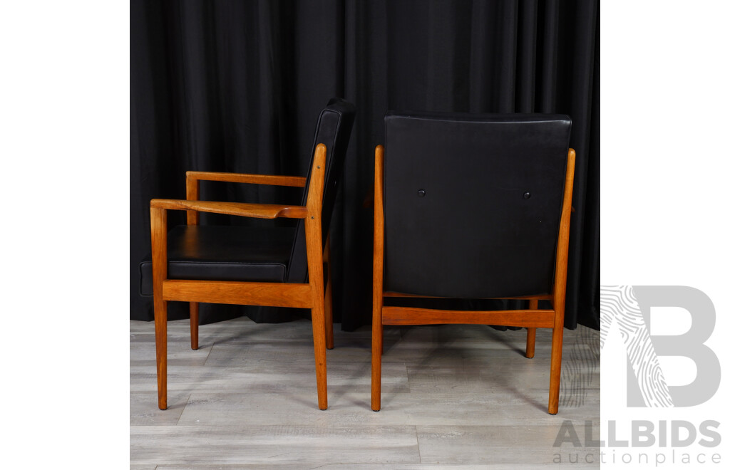 Pair of Blackwood Framed Upholstered Carvers by Moderntone, Distributed by Featherston Interiors