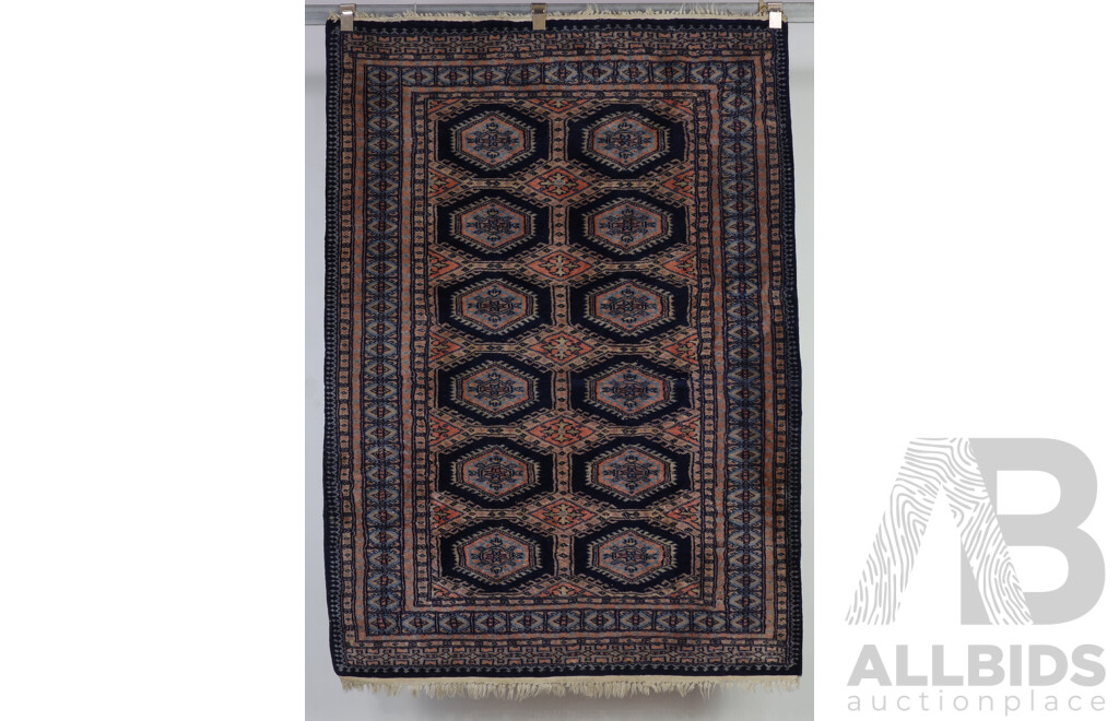 Hand Knotted Indo Persian Wool Bokharra Rug