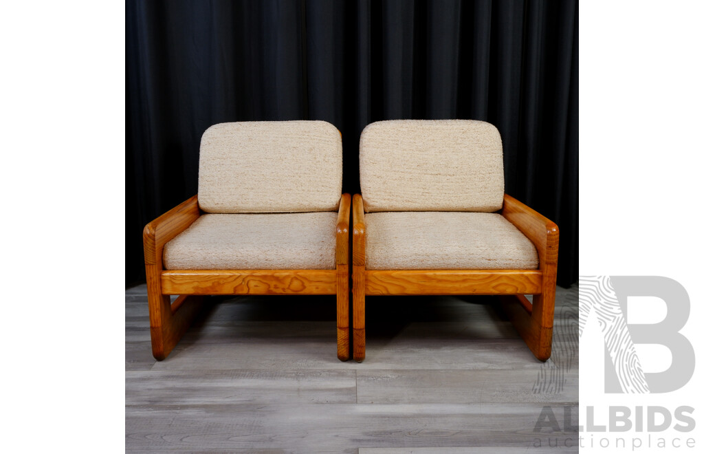 Vintage Pine Framed Three Piece Lounge Suite