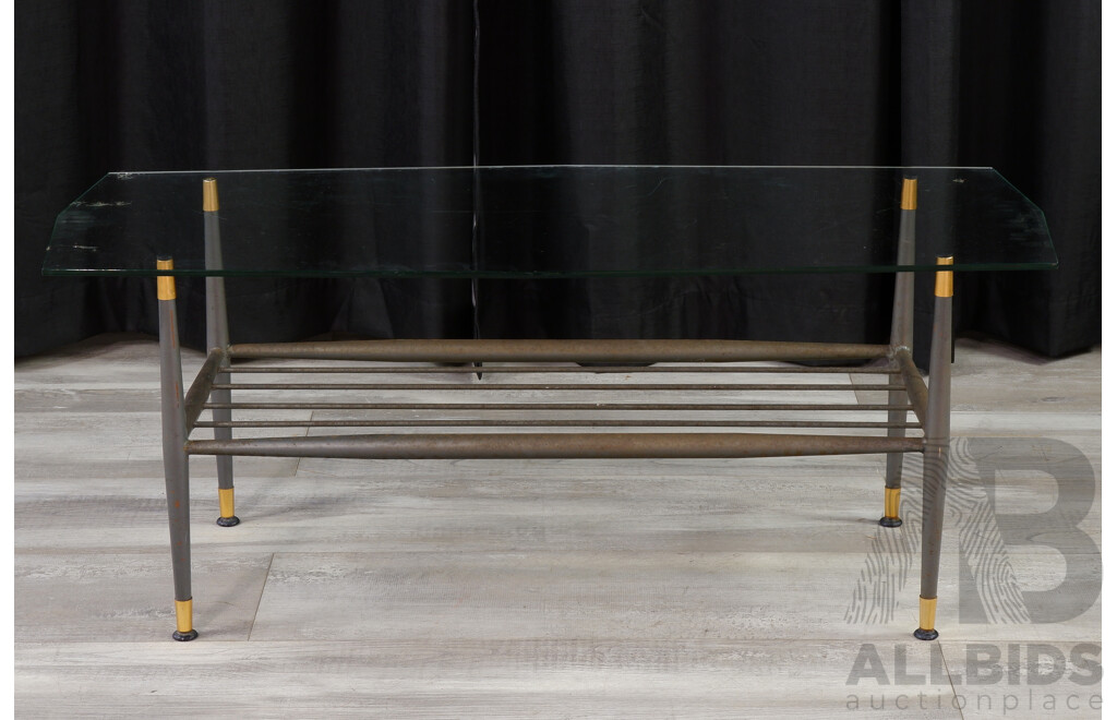 Metal Based Coffee Table with Glass Top