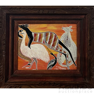 Alice and Joe Rankin,  (Australian-Indigenous, Date Unknown), Australian Animals, Acrylic on Board, 26.5 x 35 cm (image)