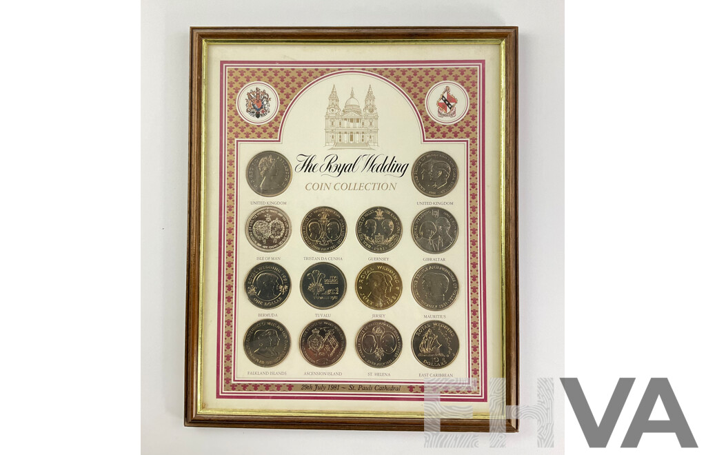 United Kingdom Framed 1981 Royal Wedding Fourteen Coin Collection