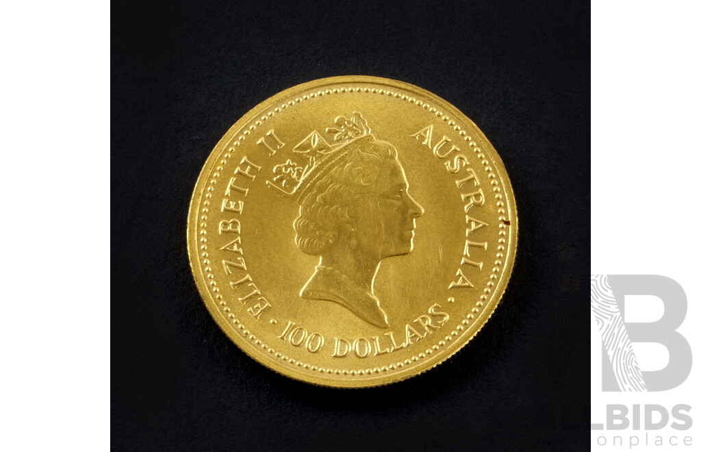 Australian 1987 Gold One Hundred Dollar Coin, 'The Australian Nugget' .999