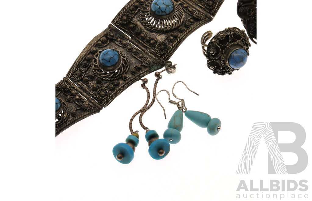 Beautiful Vintage Latvian Silver Jewellery Collection with Turquoise