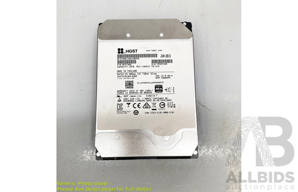 Hitachi HGST (0F27402) 10TB SAS 3.5-Inch Hard Drive