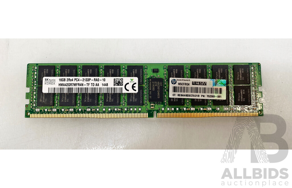 SK Hynix (HMA42GR7MFR4N) 16GB ECC DDR4 RDIMM RAM - Lot of Four