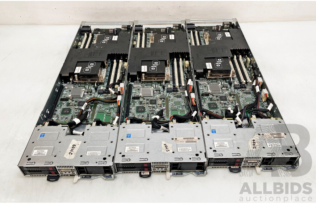 HP Proliant XL230a Series Gen9 Dual Intel Xeon CPU Blade Server - Lot of Three