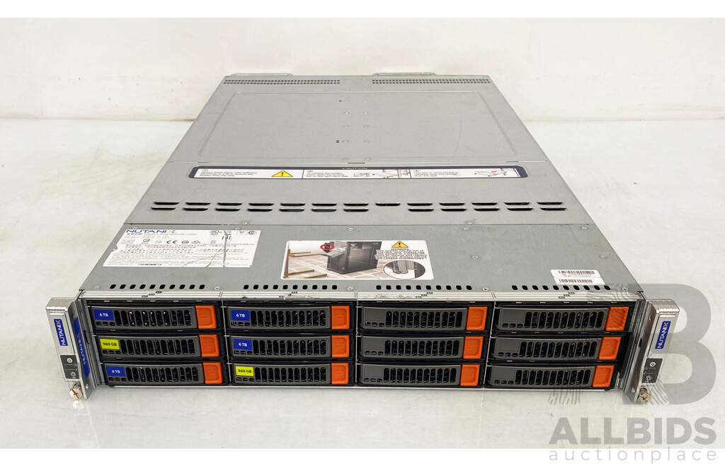 Nutanix (NXS2U2NL12G600) 2RU Dual-Node Server W/ 1x Dual Intel Xeon SILVER (4108) 1.8GHz-3.0GHz 8-Core CPU & 192GB DDR4 RAM Nodes