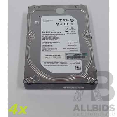 HP 4TB 7.2K SAS 3.5-Inch Hard Drives - Lot of Four