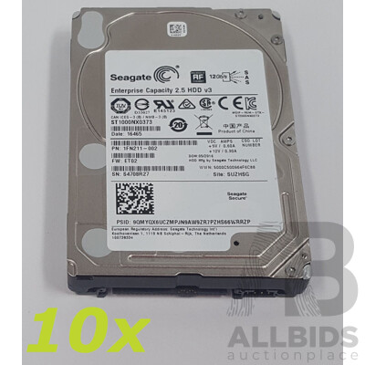 Seagate 1TB 7.2K SAS 2.5-Inch Hard Drives - Lot of Ten