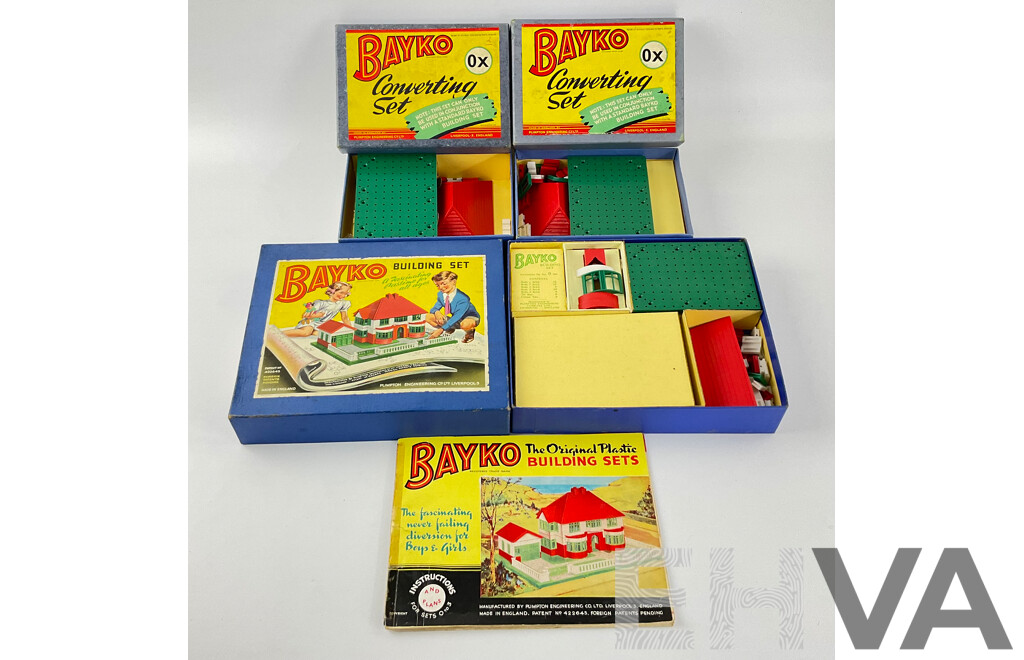 Three Vintage Bayko Building Sets 0 and X0, Plimpton Engineering Co, Made in England