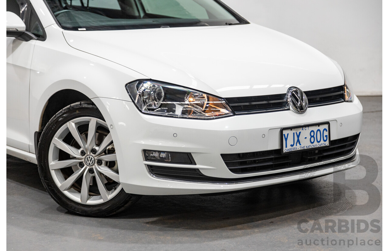 2/2014 Volkswagen Golf 110 TDI Highline MK7 AU MY14 4d Wagon White Turbo Diesel 2.0L