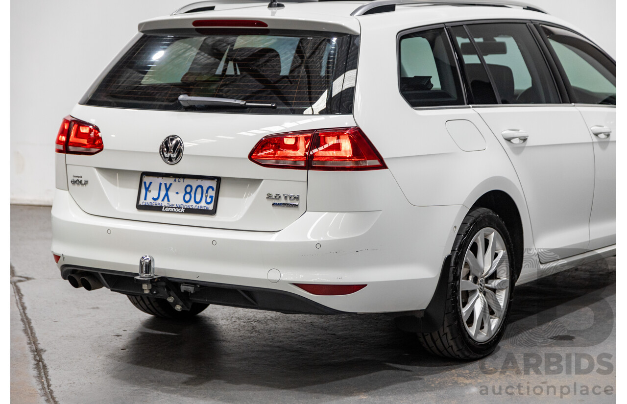 2/2014 Volkswagen Golf 110 TDI Highline MK7 AU MY14 4d Wagon White Turbo Diesel 2.0L