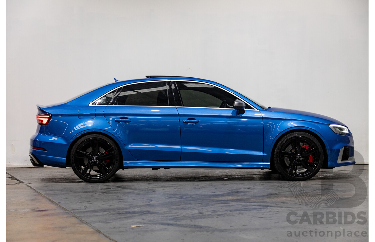 10/2017 Audi RS3 Quattro (AWD) MY18 8V 4d Sedan Ara Blue Crystal Pearl Turbo 2.5L - Modified Stage 2