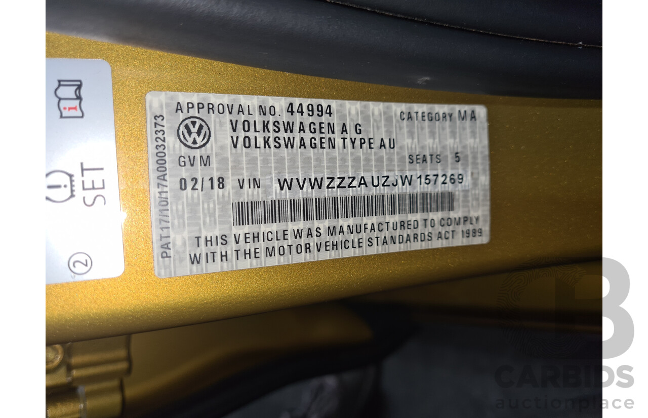 2/2018 Volkswagen Golf 110 TSI Highline MK7.5 AU MY16 4d Hatch Tumeric Yellow Metallic Turbo 1.4L