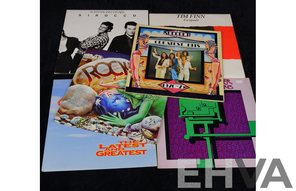 Collection Six Vintage Vinyl LP Records of Australian Interest Including Australian Crawl, Snakefinger, Sherbet and More
