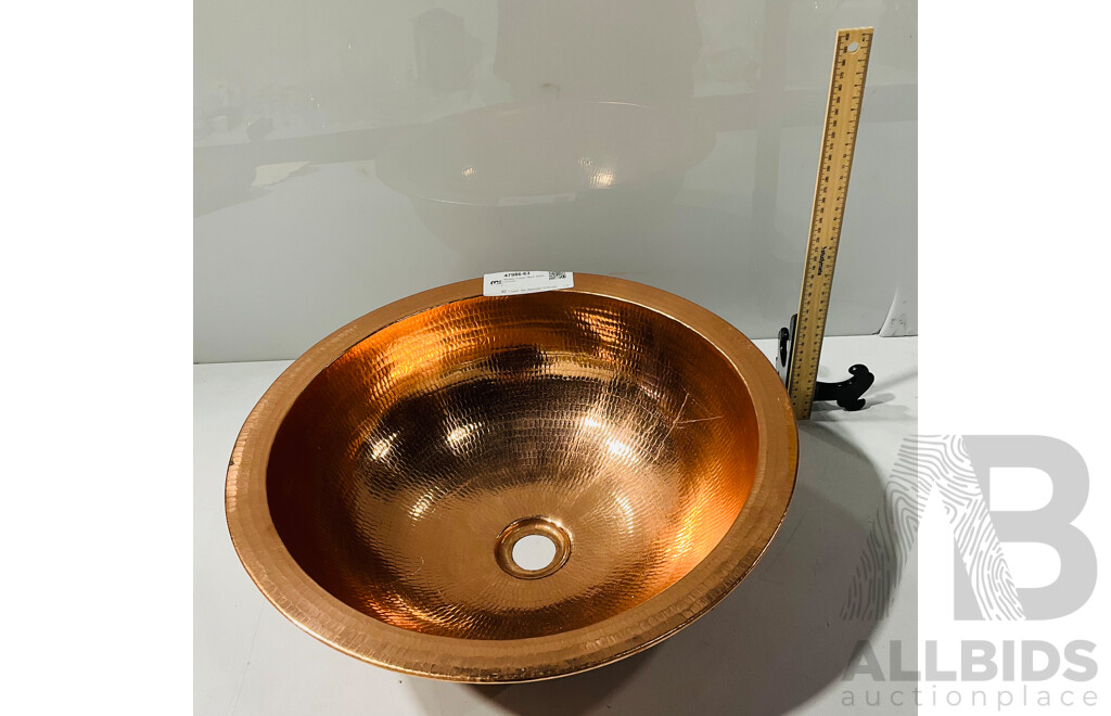 Beaten Copper Wash Basin, Unused