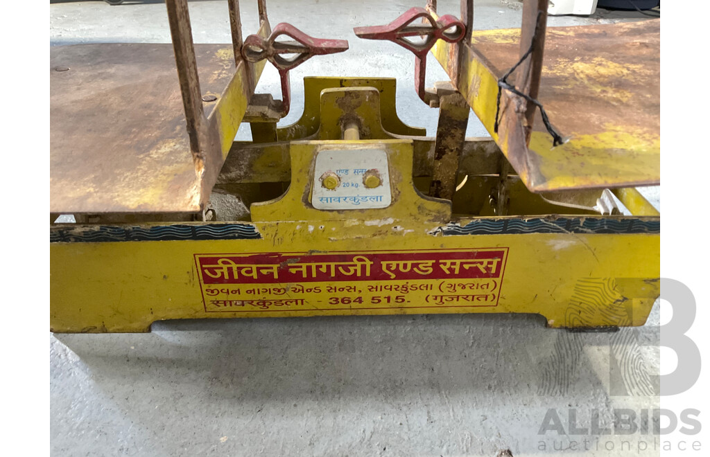 Vintage Jeevan and Sons Twenty Kilogram Iron Floor Scales