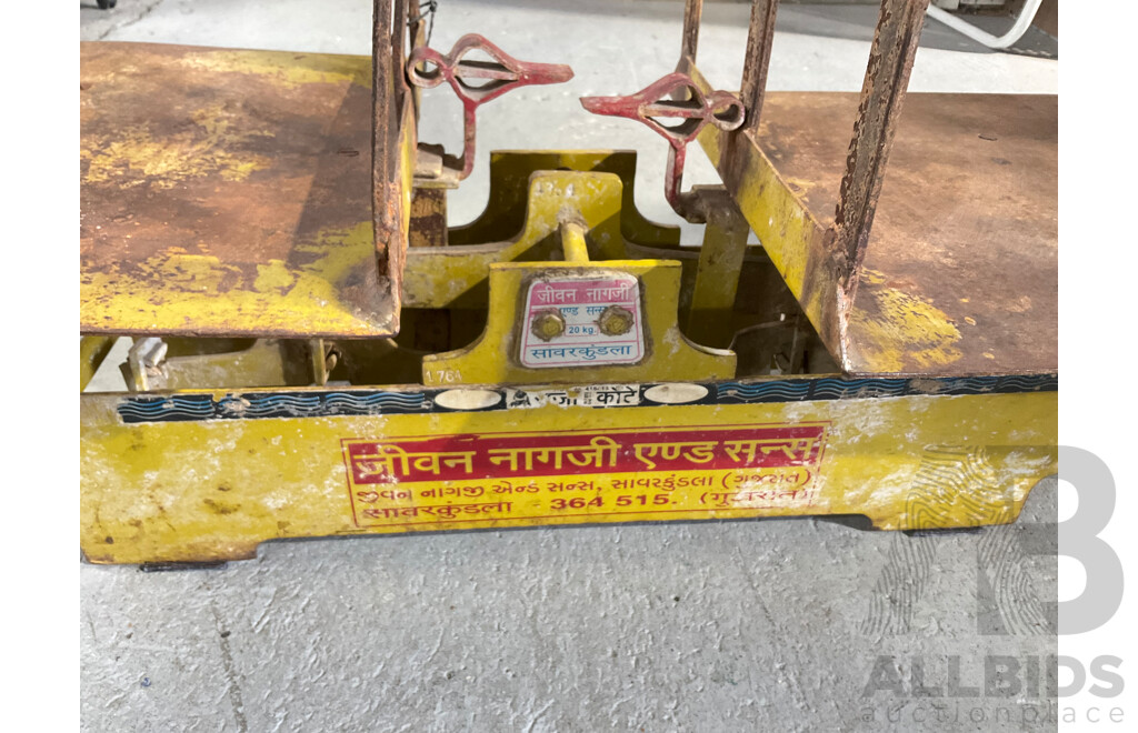 Vintage Jeevan and Sons Twenty Kilogram Iron Floor Scales