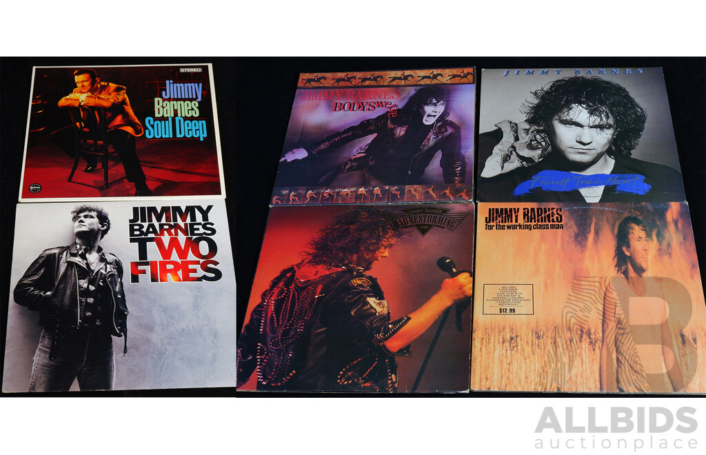 Collection Six Jimmy Barnes Vinyl LP Records Including for the Working Class Man Double Album and More