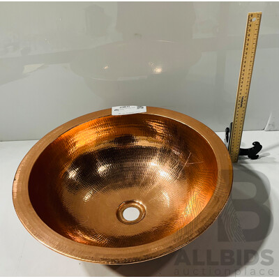 Beaten Copper Wash Basin, Unused