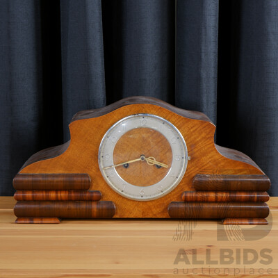 Art Deco Timber Cased Mantle Clock