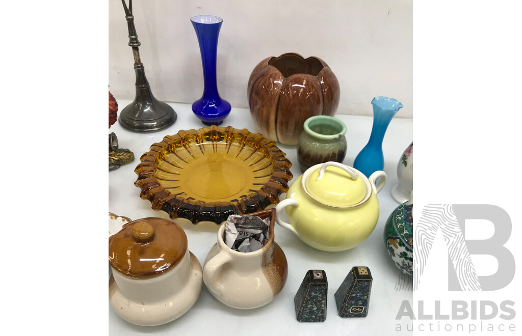 Collection of Assorted Kitchenware and Glass Decorations