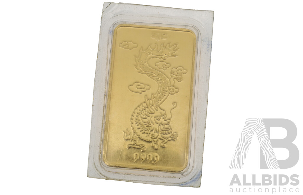 99.9% Fine Gold Bullion, Issued by SAI GON Jewellery Company SJC Rong Vang 999.9 Fine Gold No. C058395, 37.5 Grams