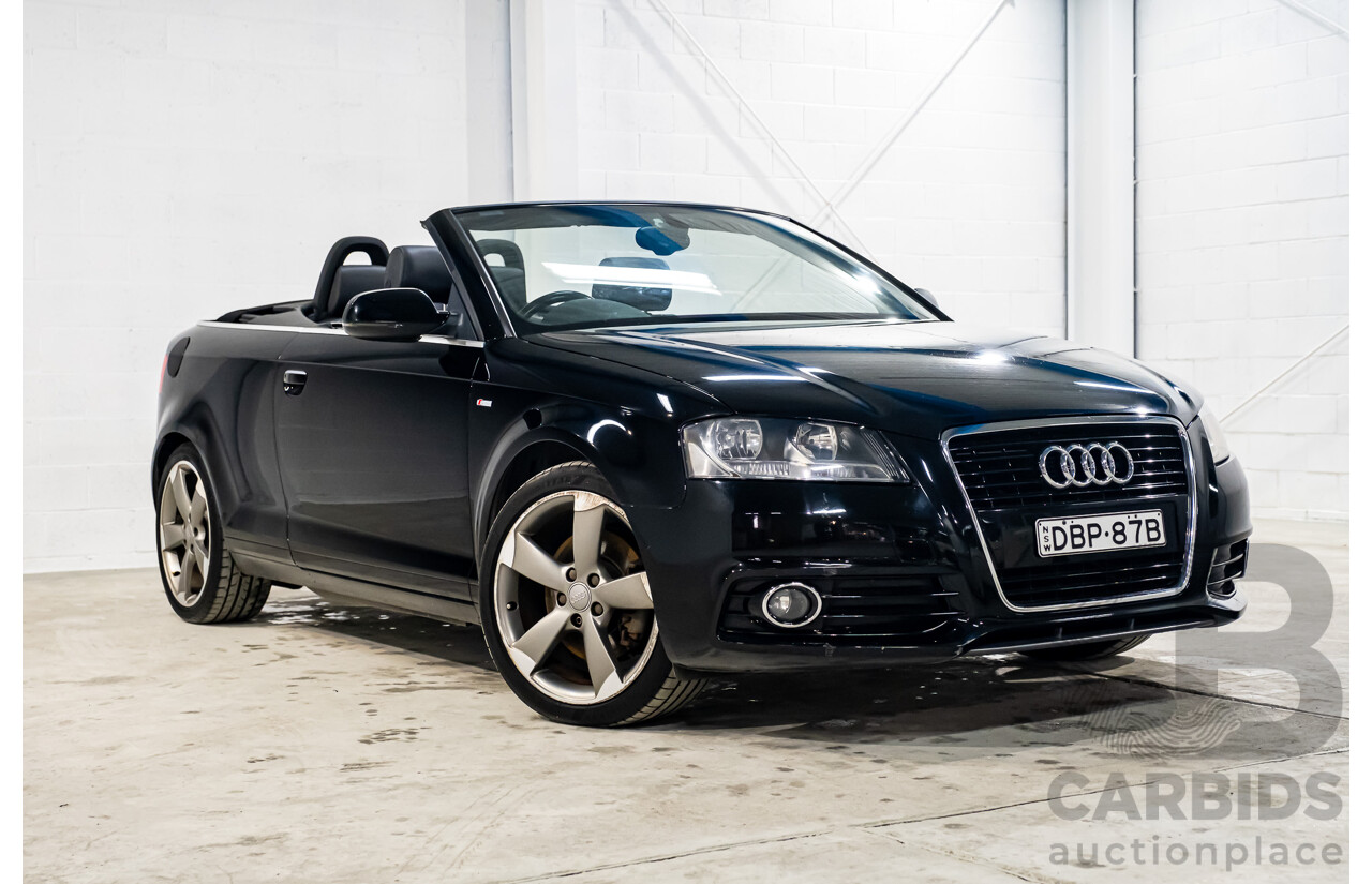 10/2012 Audi A3 2.0 TFSI Ambition S-Line Package 8P MY12 2d Cabriolet Black Turbo 2.0L