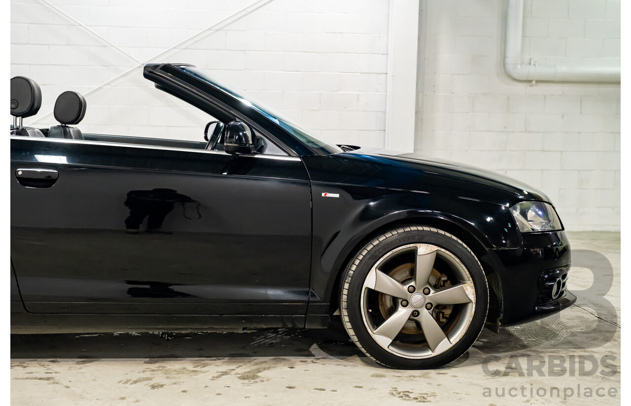 10/2012 Audi A3 2.0 TFSI Ambition S-Line Package 8P MY12 2d Cabriolet Black Turbo 2.0L