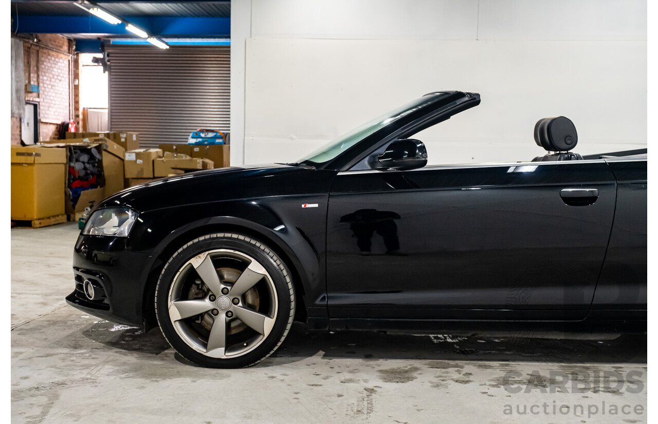 10/2012 Audi A3 2.0 TFSI Ambition S-Line Package 8P MY12 2d Cabriolet Black Turbo 2.0L