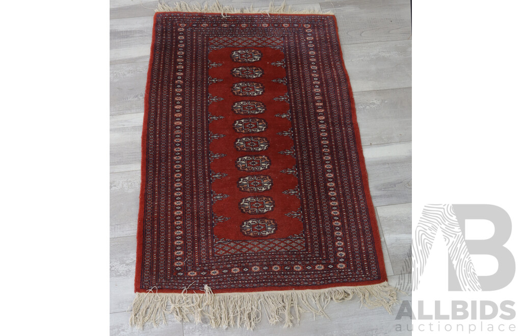 Vintage Hand Knotted Wool Afghan Bokhara Rug