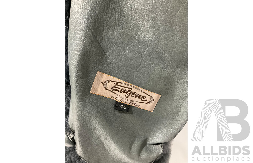 Vintage Eugene of Collins Street Reversible Full Length Grey Lamb Coat Approx Length 1200 Cm