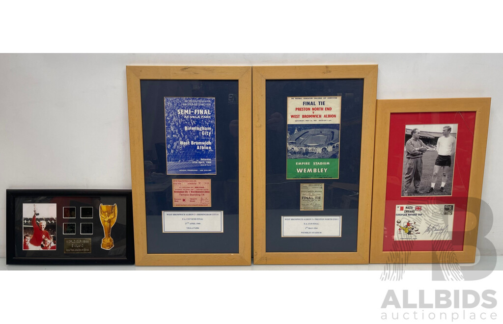 English Football Memorabilia - Lot of 4 Frames