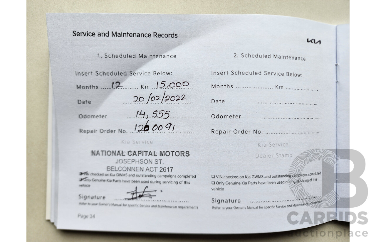 08/2021 Kia Picanto S (PE) FWD JA MY21 5D Hatchback White 1.2L