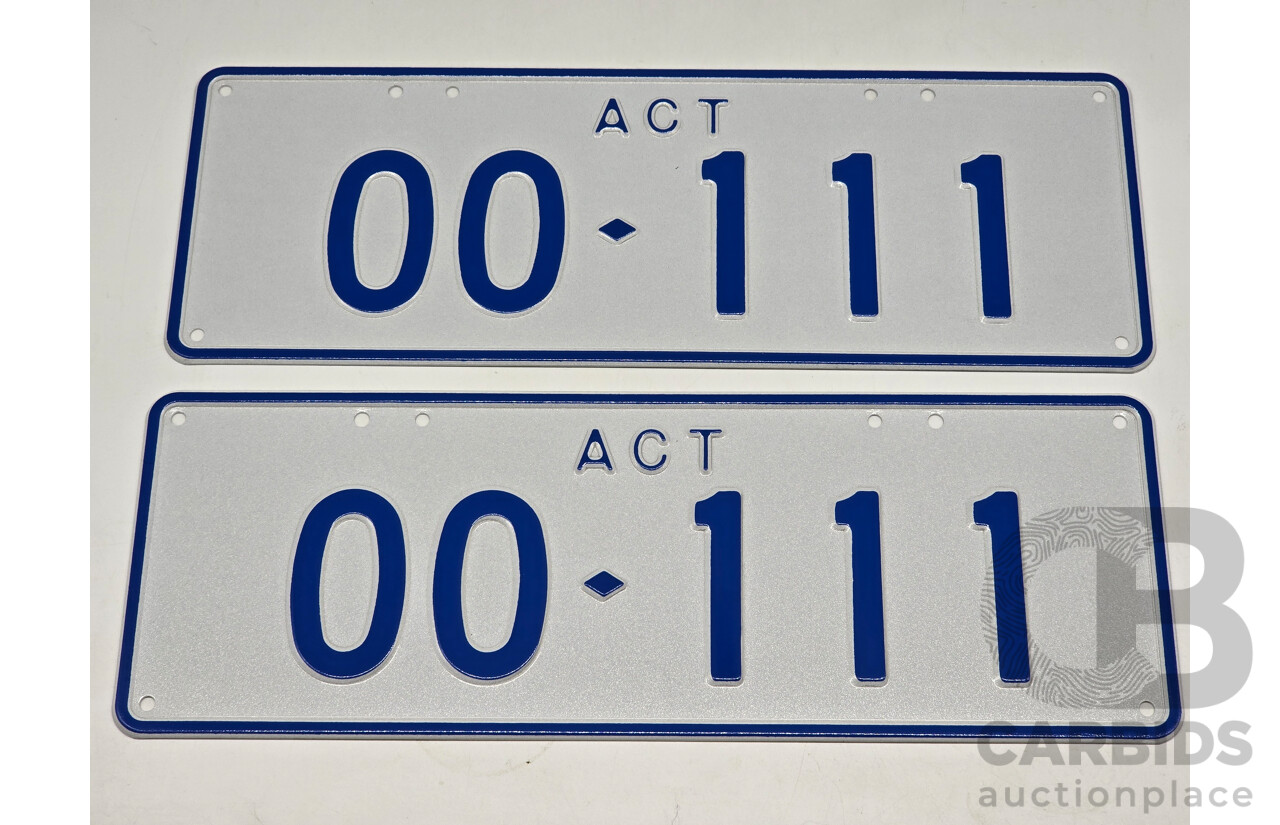 ACT 5 Character Motor Vehicle Number Plate - OO.111