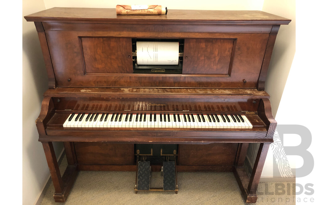 Vintage Gulbransen Registering Piano(Pianola) and 30 Music Rolls