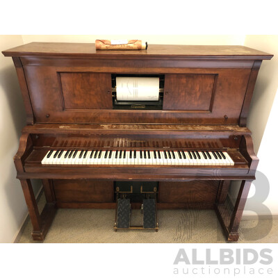 Vintage Gulbransen Registering Piano and 30 Music Rolls