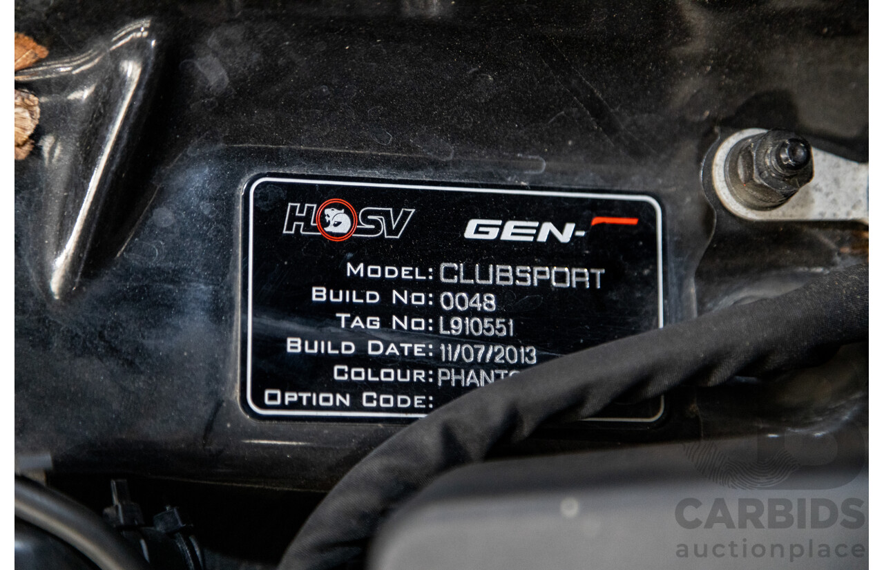 6/2013 Holden HSV Clubsport GEN F Build Number #48 4d Sedan Phantom Black V8 6.2L