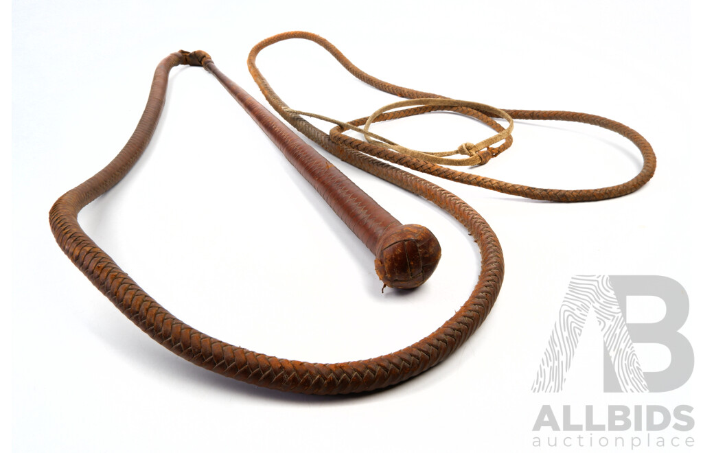 Vintage Plaited Leather Stock Whip