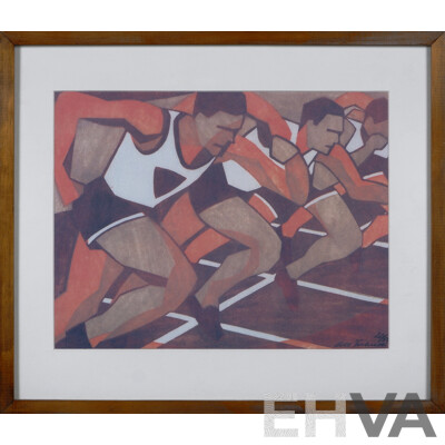 Cyril E. Power (British 1872-1951), the Eight, 1930, and Lill Tschudi (Swiss 1911-2004), Just Off, 1932, Reproduction Prints of Original Linocuts (2)