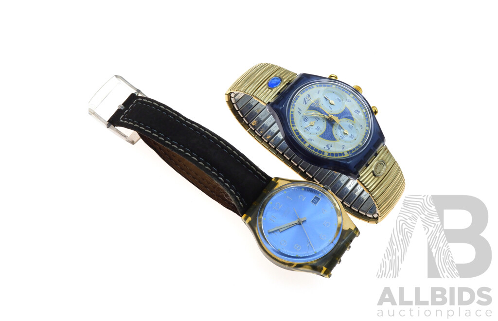 Swatch Watches (2) - Rare 1994 'Volupte'  Chrono Watch and Blue Coco