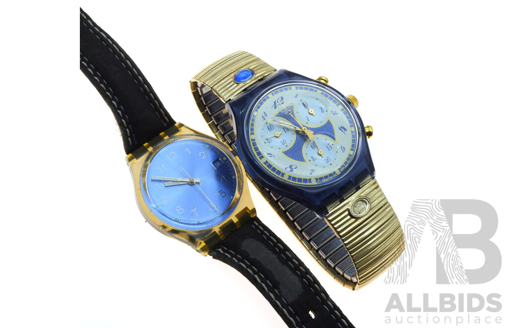 Swatch Watches (2) - Rare 1994 'Volupte'  Chrono Watch and Blue Coco