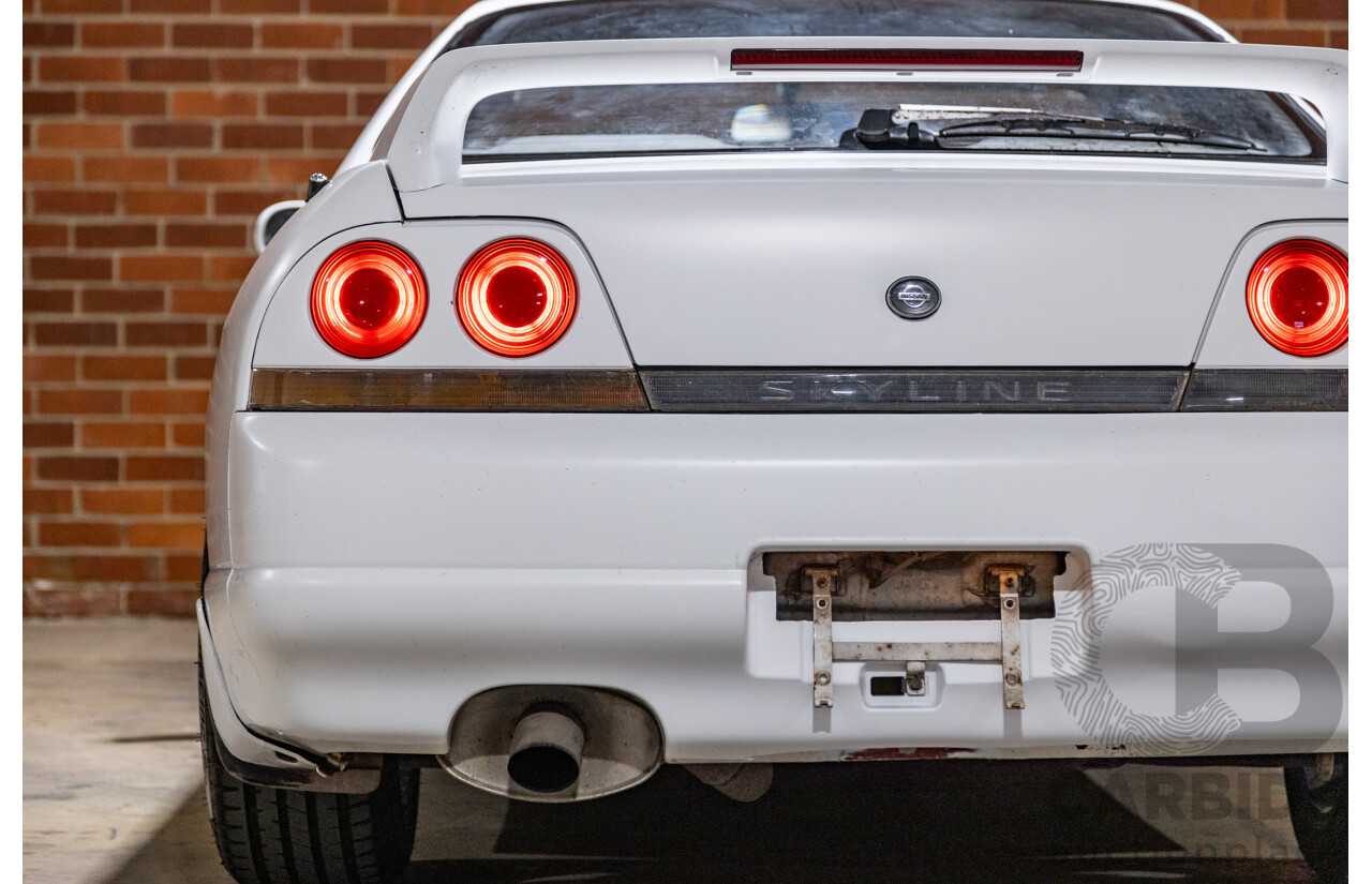 10/1994 Nissan Skyline R33 2d Coupe Ivory Matte White Wrap Turbo 4.0L - Modified with Barra Conversion - 07/2008 Import