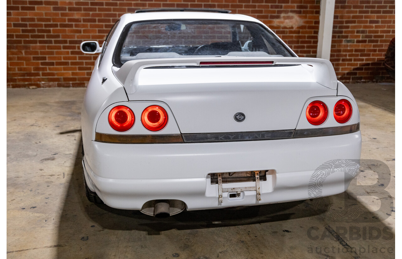 10/1994 Nissan Skyline R33 2d Coupe Ivory Matte White Wrap Turbo 4.0L - Modified with Barra Conversion - 07/2008 Import